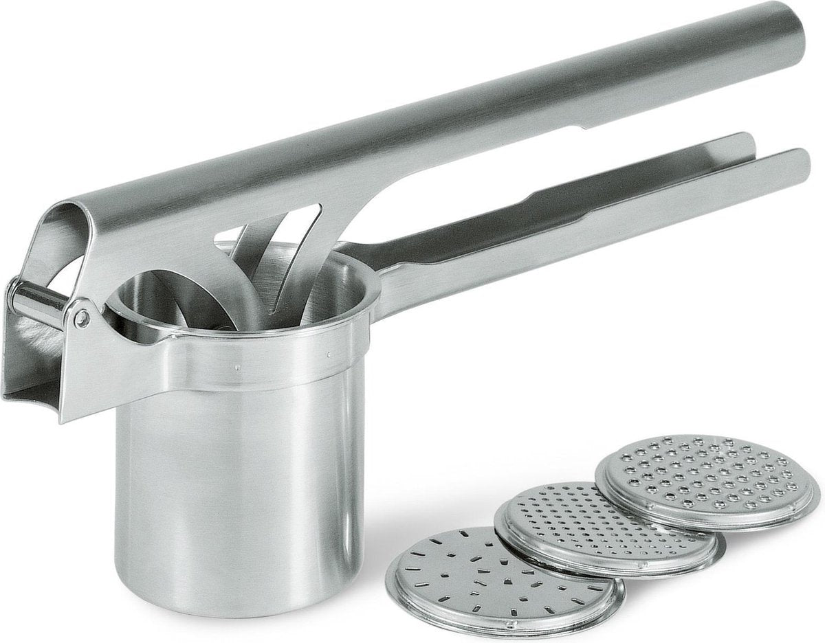Gefu tri star® aardappel- en spätzlepers – inclusief 3 verwisselbare schijven – rvs
