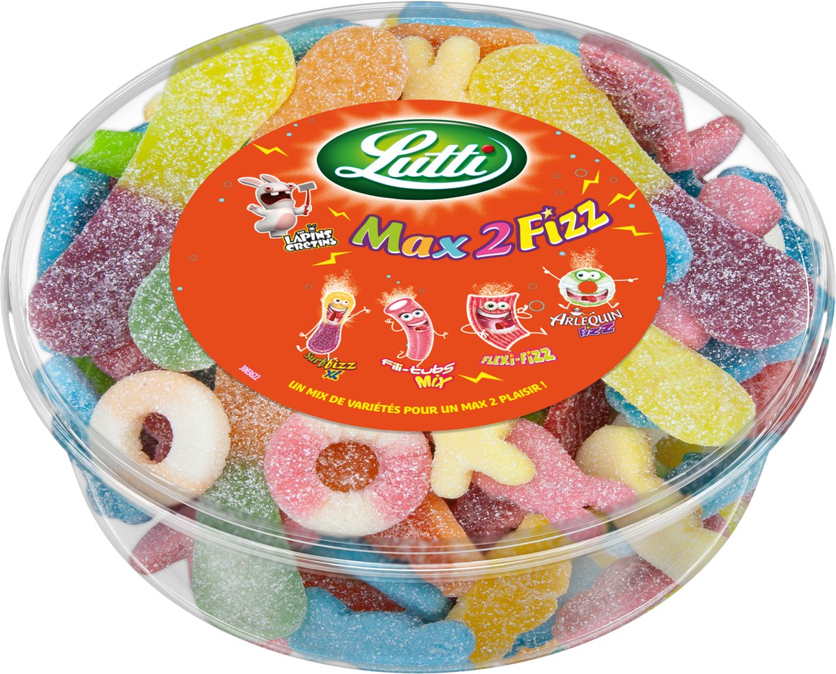 Lutti - max2fizz - zure snoepjes - tubo - 500gr