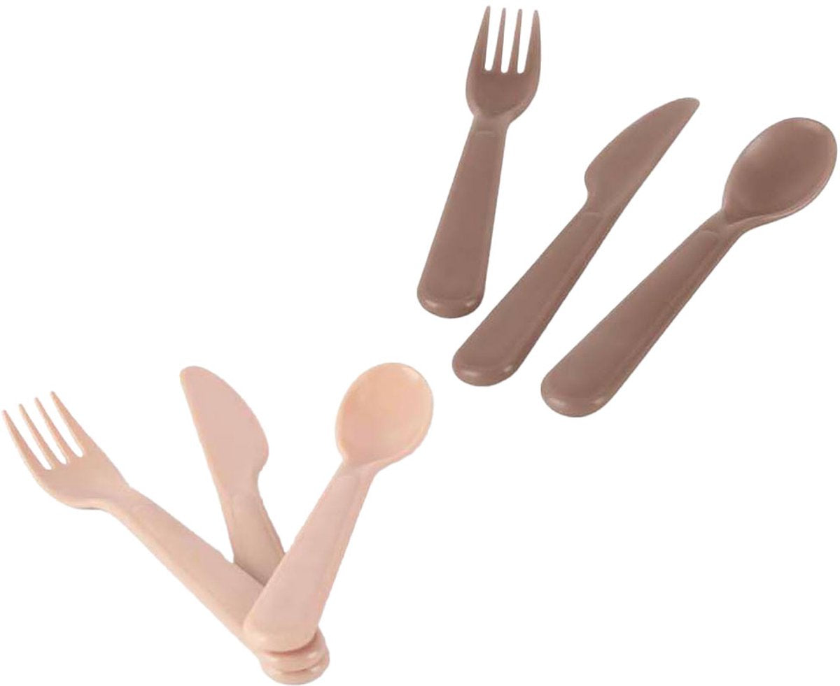 Dantoy bestekset baby bioplastic zand mokka 6-delig duurzaam.