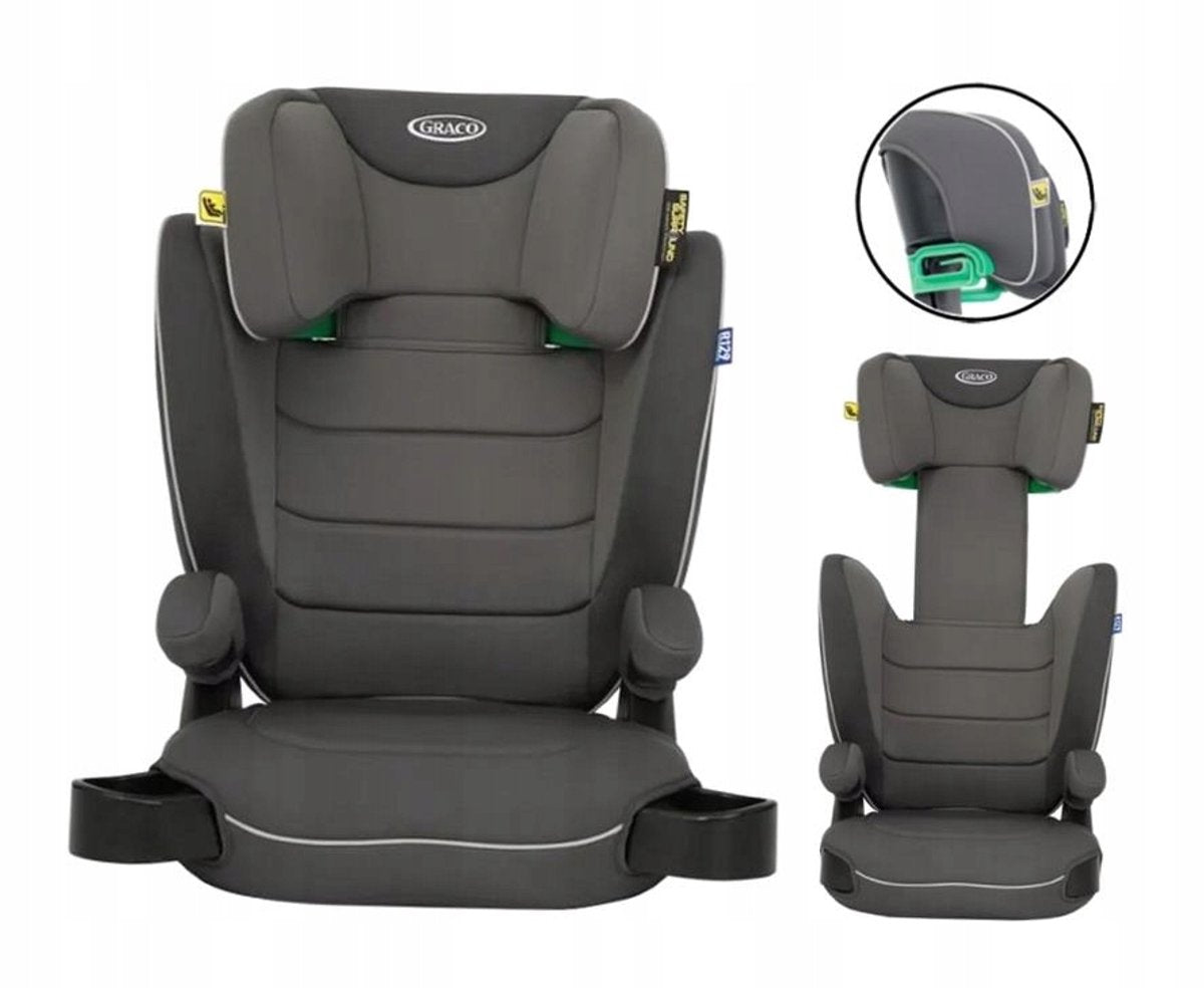 Graco logico l i-size r129 autostoeltje - iron - zitverhoger met rugleuning - van 100 tot 150 cm (ca. 3,5 tot 12 jaar)