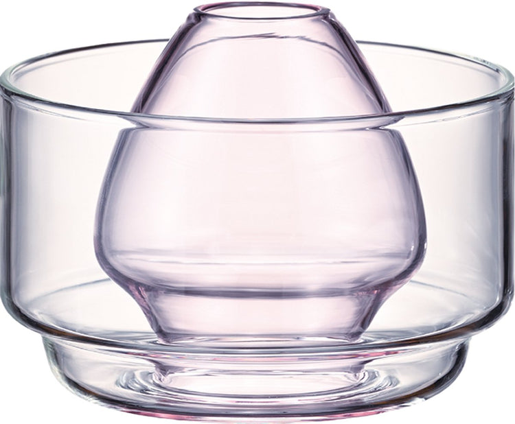 Hario matcha chasen houder met kom - hittebestendig glas - roze