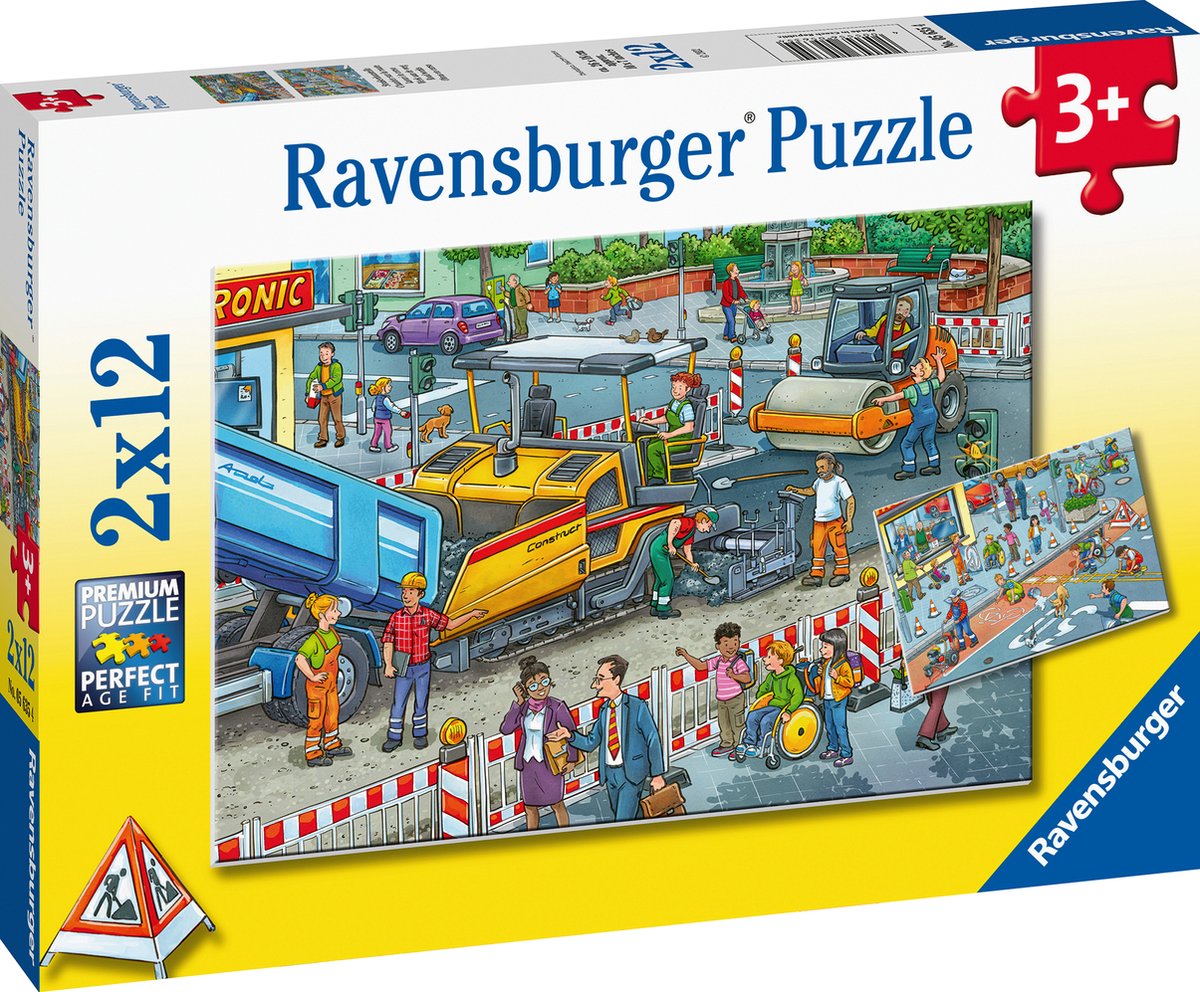 Ravensburger puzzel werk aan de weg - twee puzzels - 12 stukjes - kinderpuzzel