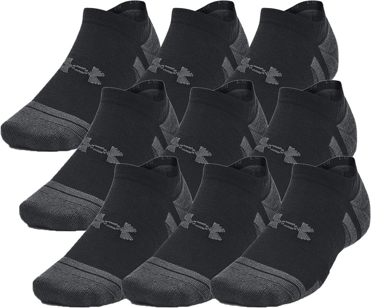 Under armour ua performance tech 3pk ns-blk unisex sportsokken - zwart - jet grijs