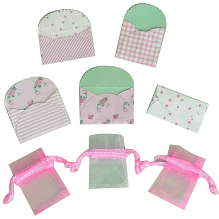 Vaessen creative • mini envelopes x5 + mini organza bags x3 baby pink