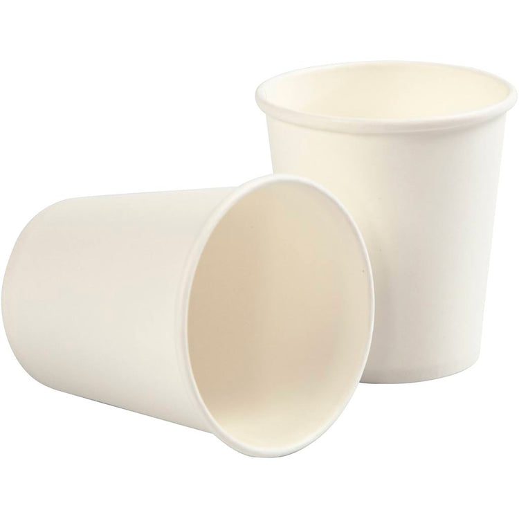 Beker van papier, h: 7,8 cm, d 7,2 cm, 205 ml, wit, 50 stuk 1 doos