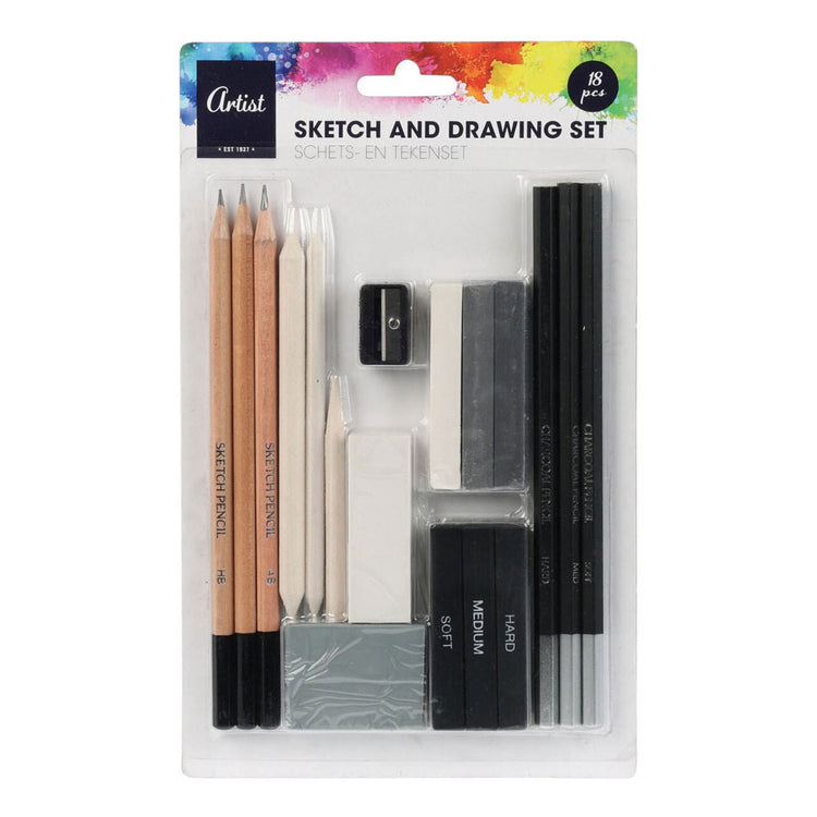 Teken en schets set, 18dlg.