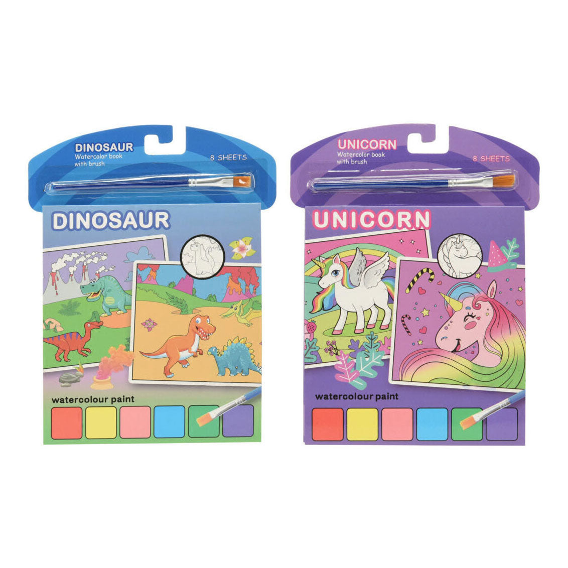 Waterverf boek eenhoorn of dino