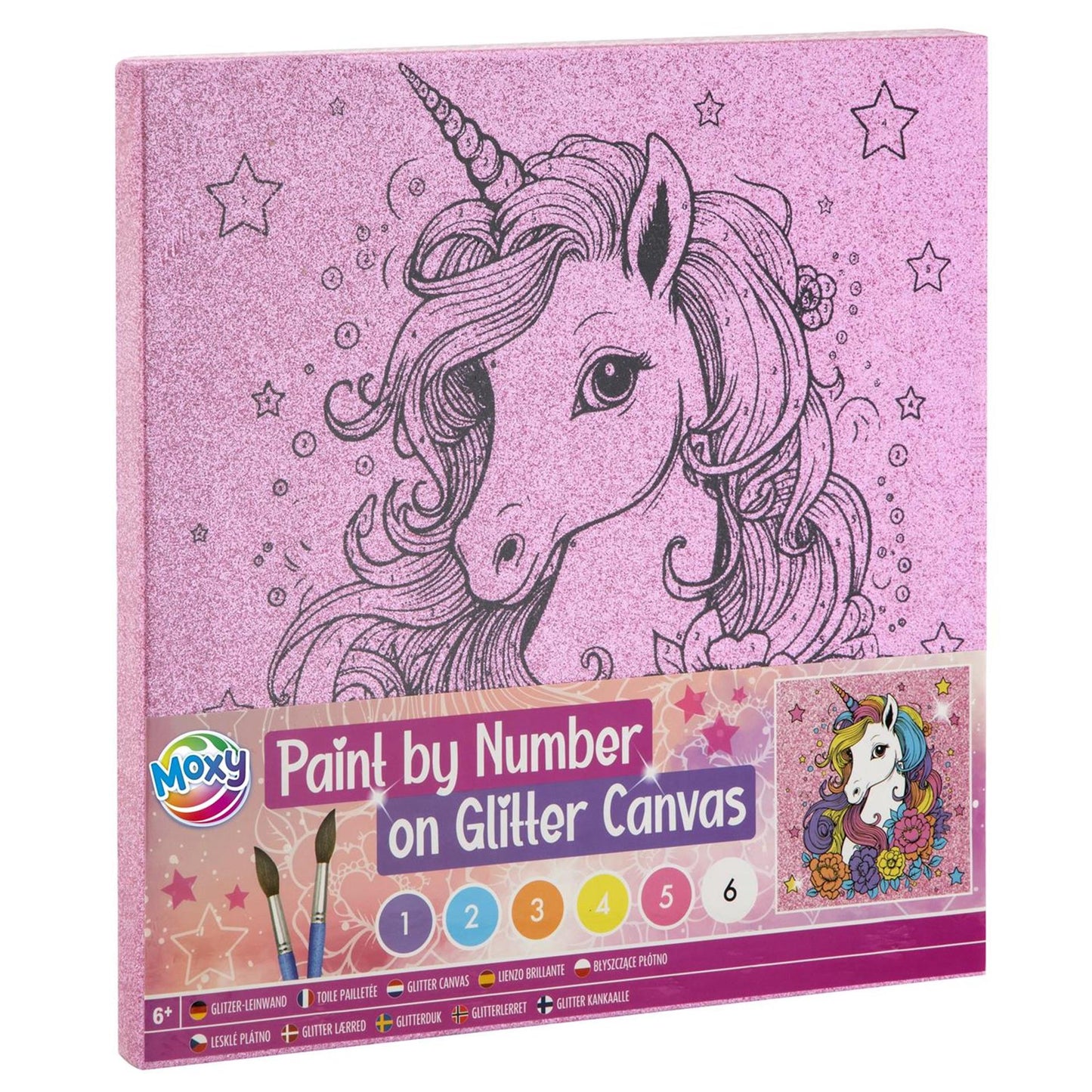Grafix moxy schilderen op nummer glitter canvas 25x25cm