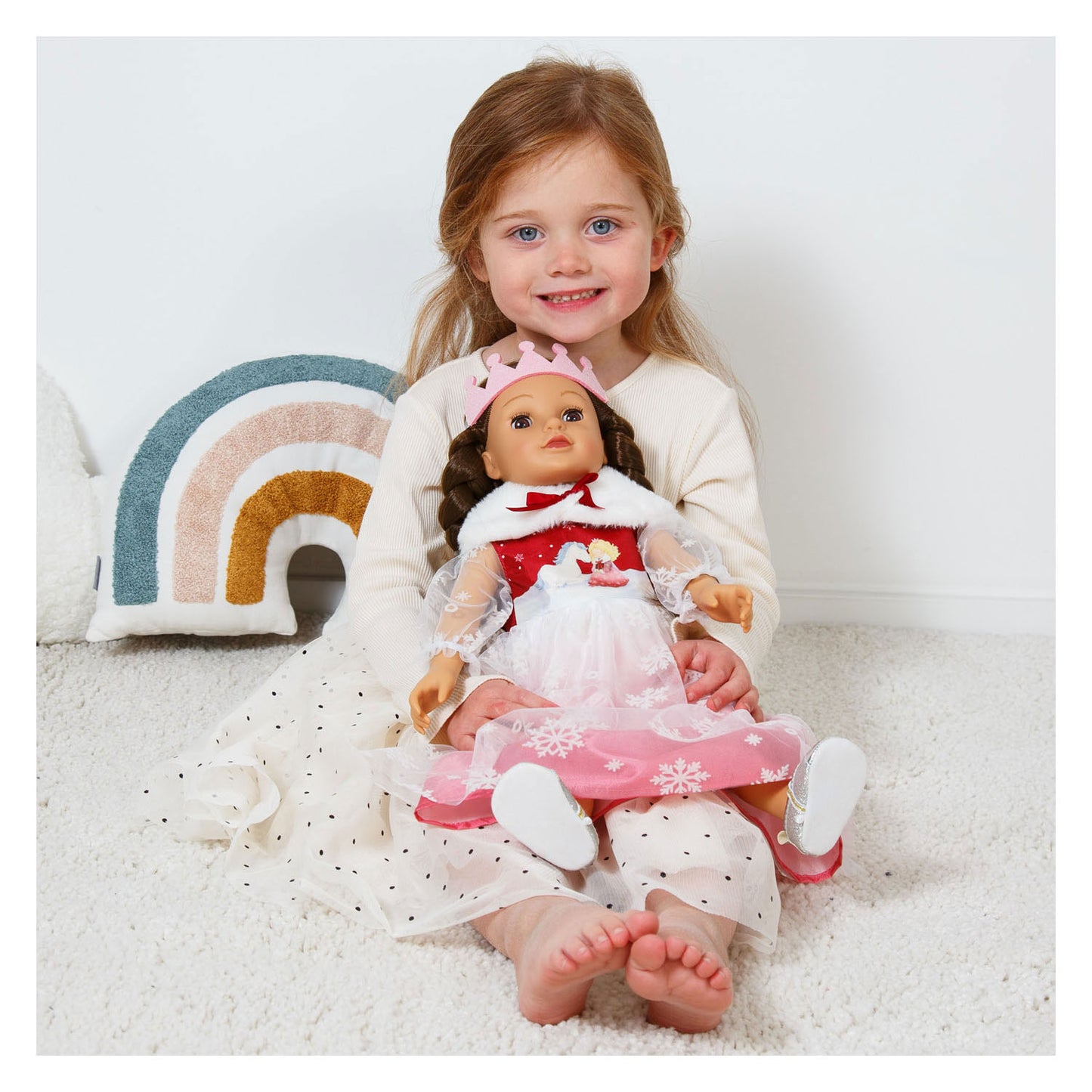 Heless poppenjurk winterprinses lumi met kroon en cape - maat 28-35 cm