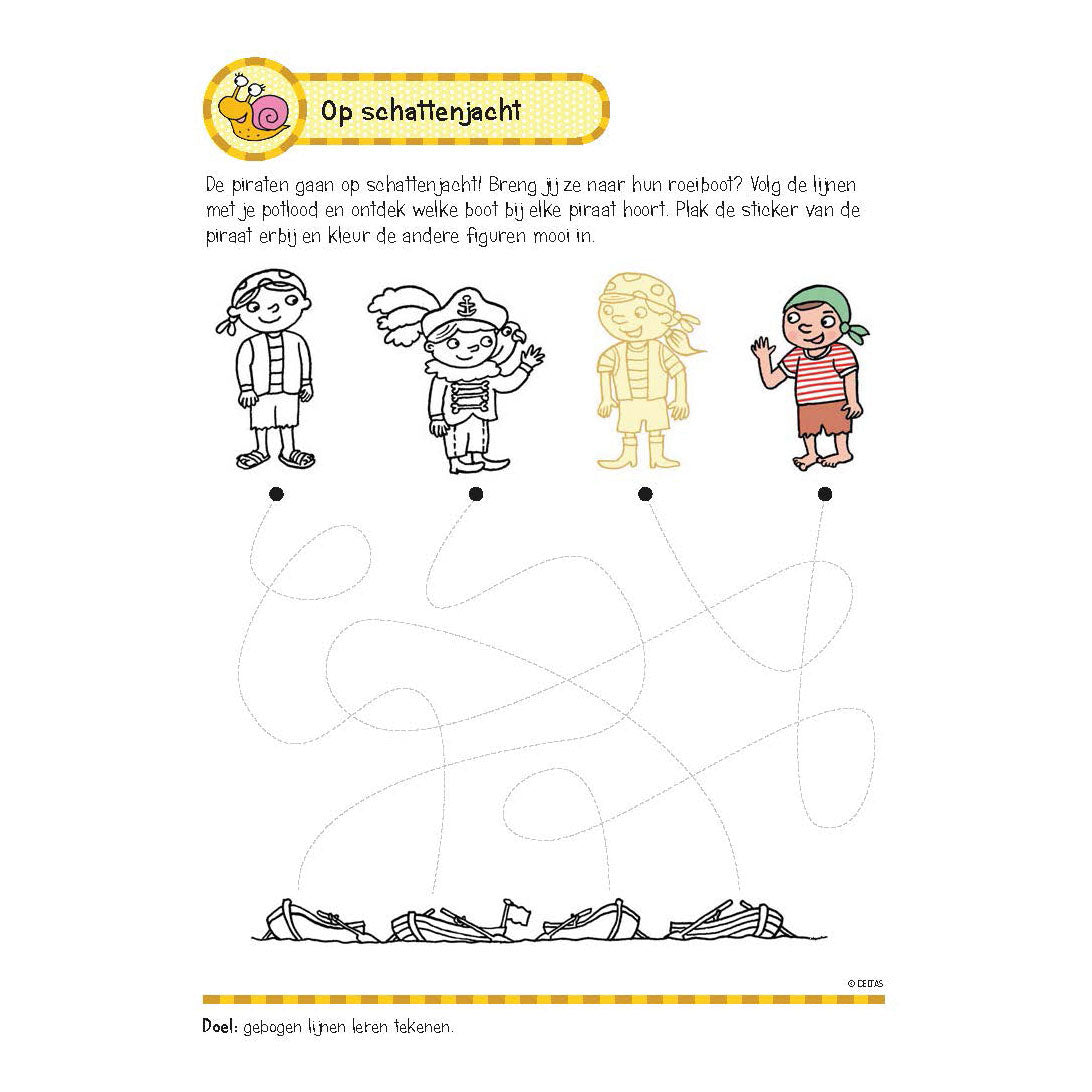 Deltas oefenboek met stickers-eerste schrijfspelletjes 5-6 jaar