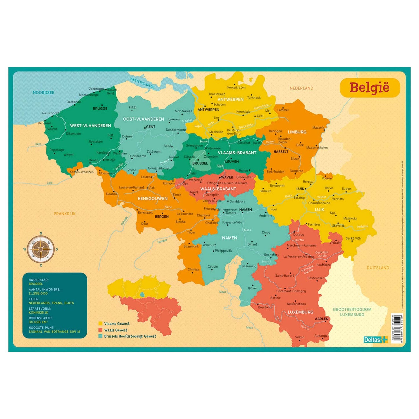 Deltas educatieve onderlegger - kaart belgië