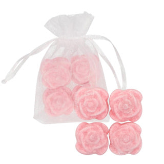 Amberblokje roos rose 2,5 cm organza zakje 4 stuks | 12 stuks
