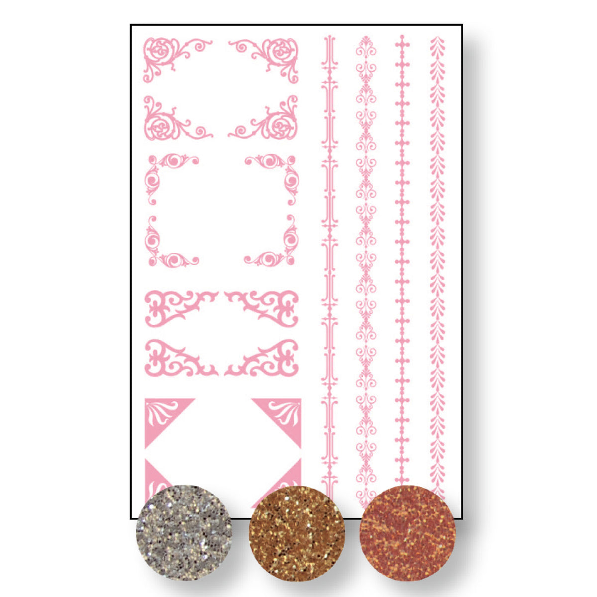 Vaessen creative • transfer + 3x glitter kaders