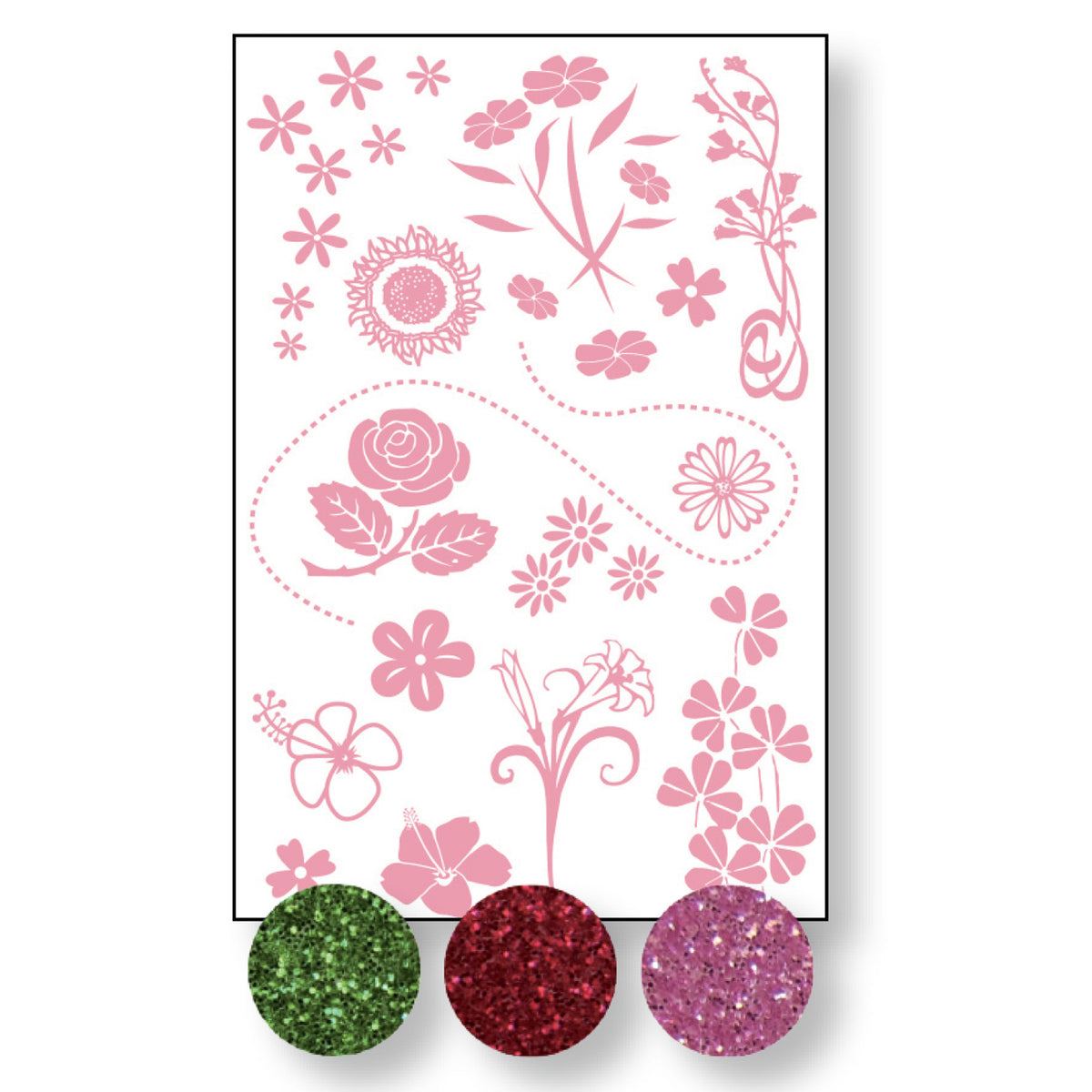 Vaessen creative • transfer + 3x glitter planten-bloemen