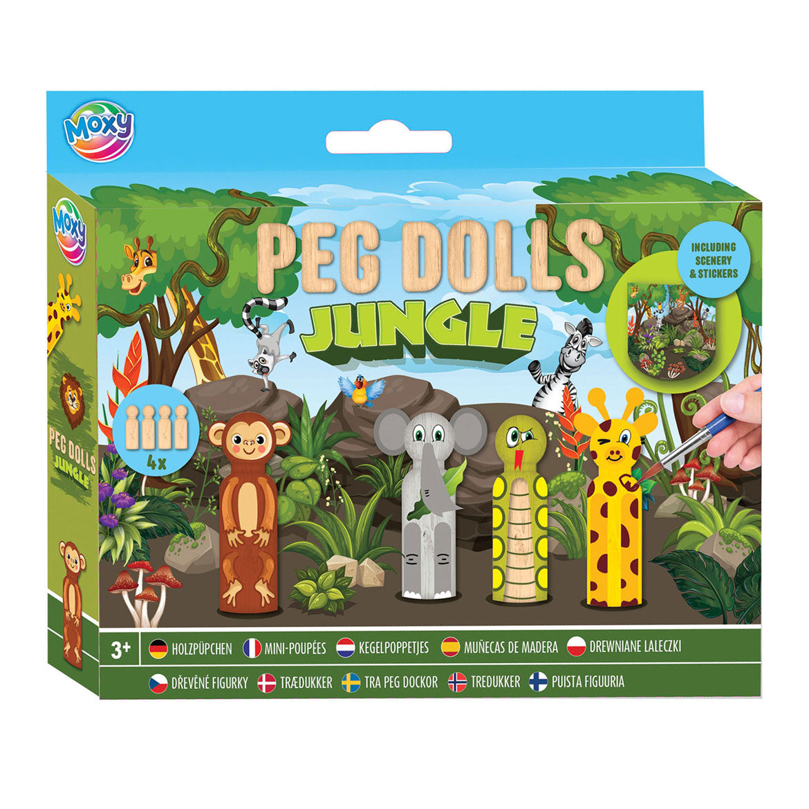 Creative craft group houten kegelpoppetjes knutselset - jungle