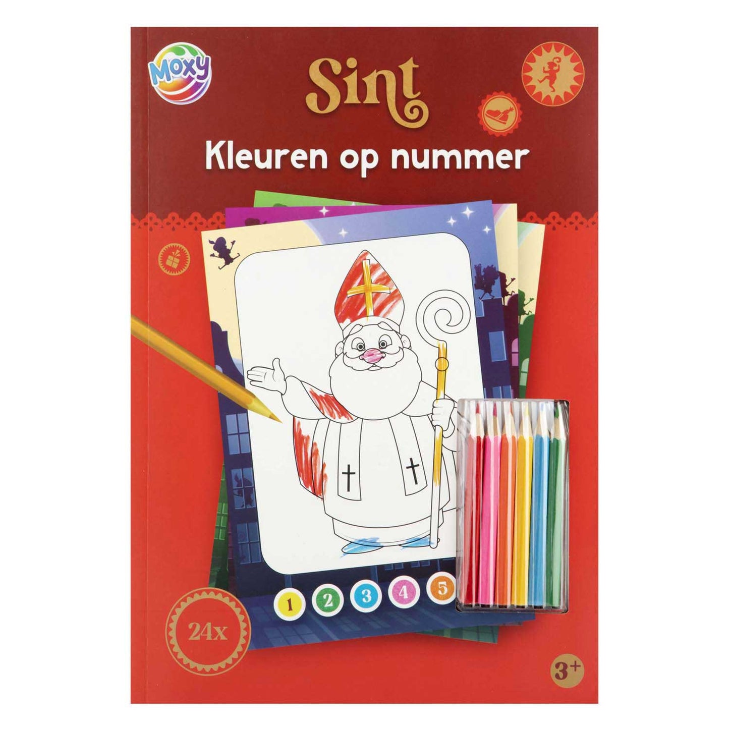 Creative craft group sinterklaas kleuren op nummer met 6 potloden