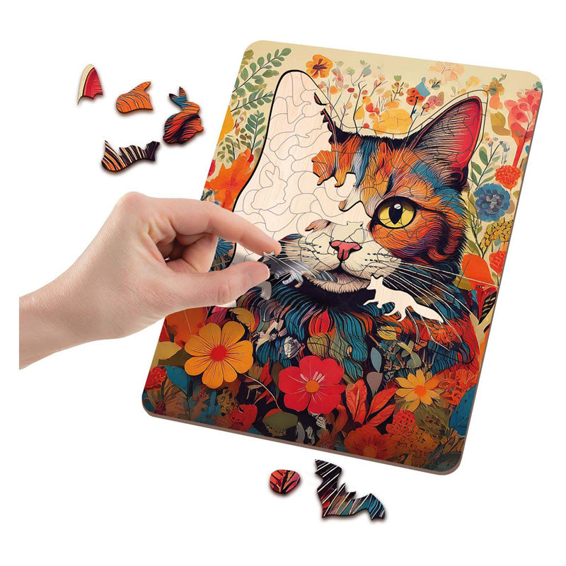 Moxy houten puzzel cat unieke vormen, 130pcs