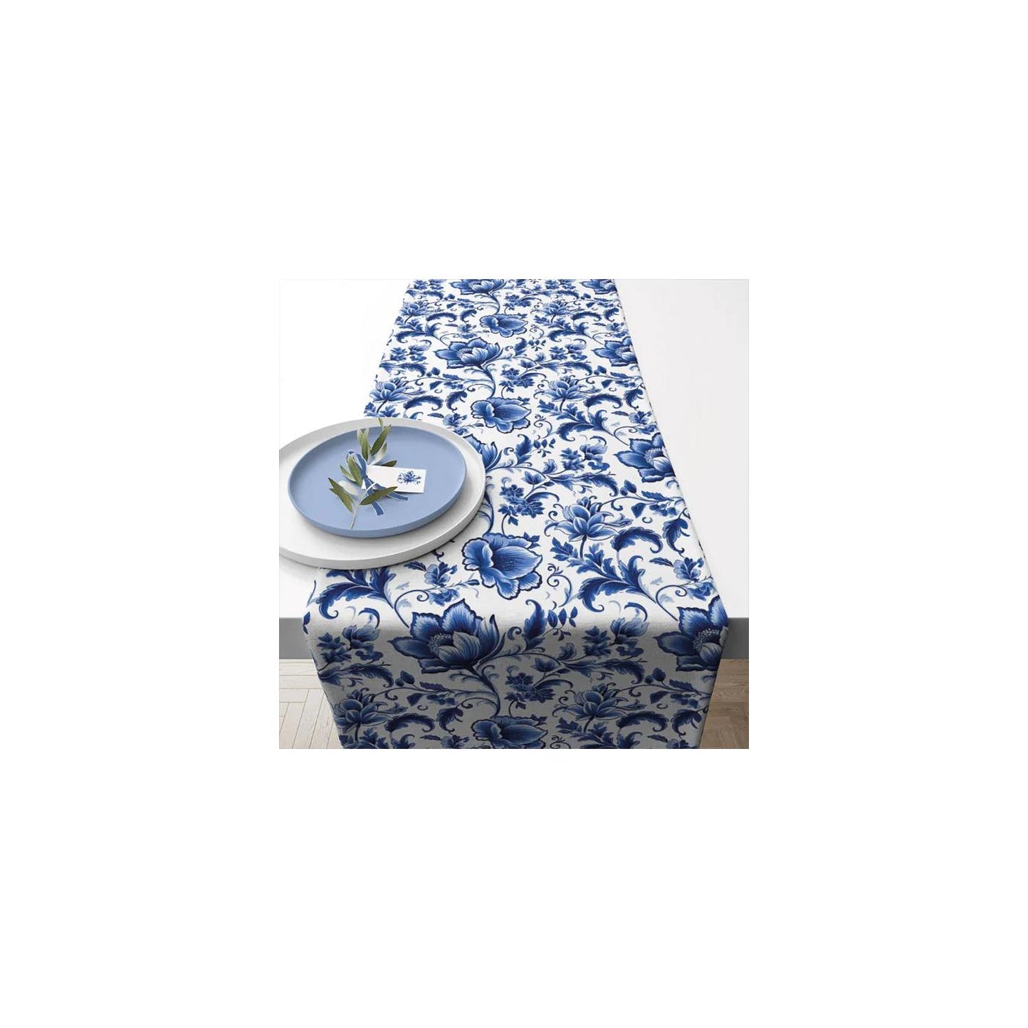 Ambiente tafelloper 40x150 cm delft blauw florals