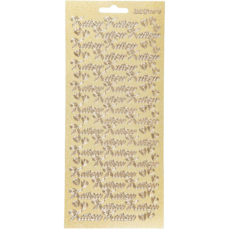 Stickers, kutsu, vel 10x23 cm, goud, 1 vel
