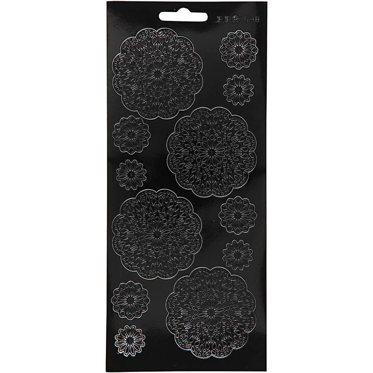 Stickers, bloemen, vel 10x23 cm, zwart, 1 vel