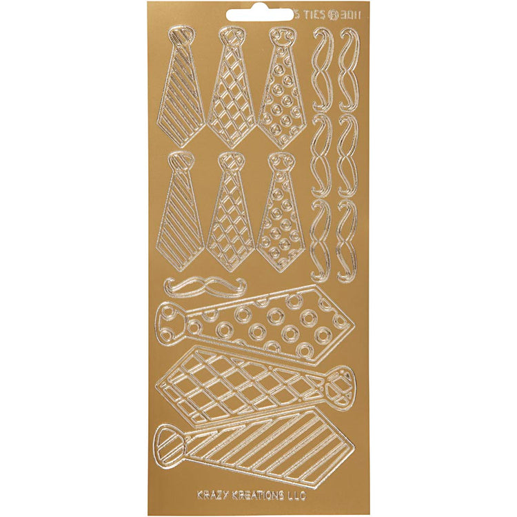 Stickers, stropdassen, vel 10x23 cm, goud, 1 vel