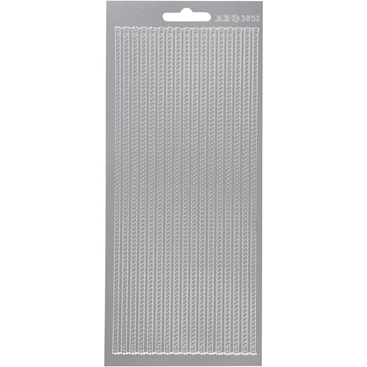 Stickers, randen, vel 10x23 cm, zilver, 1 vel