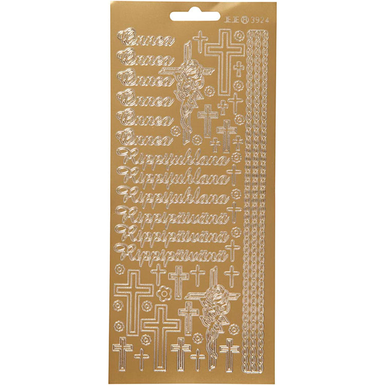 Stickers, onnea rippyhlana, vel 10x23 cm, goud, 1 vel