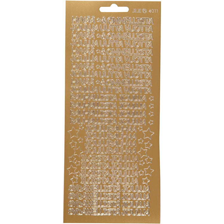 Stickers, hyvaa onnelista, vel 10x23 cm, goud, 1 vel