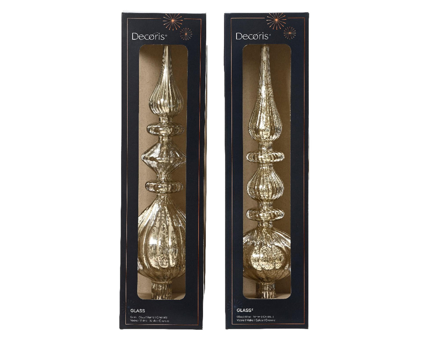 Decoris piek antique van glas zilver dia.9x35cm in 2 uitvoeringen