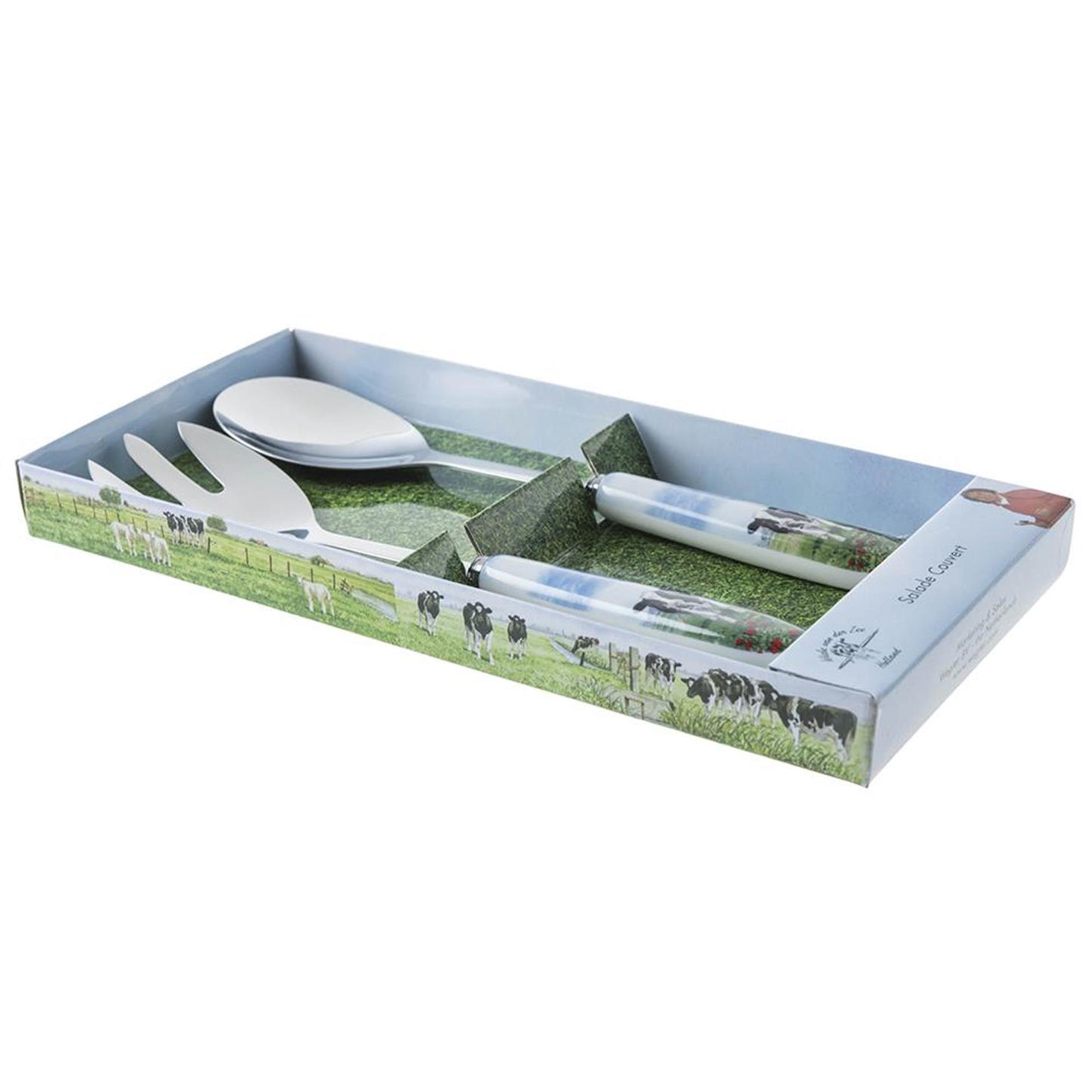 Wiebe van der zee 2 dlg saladebestek 25,5cm porselein rvs