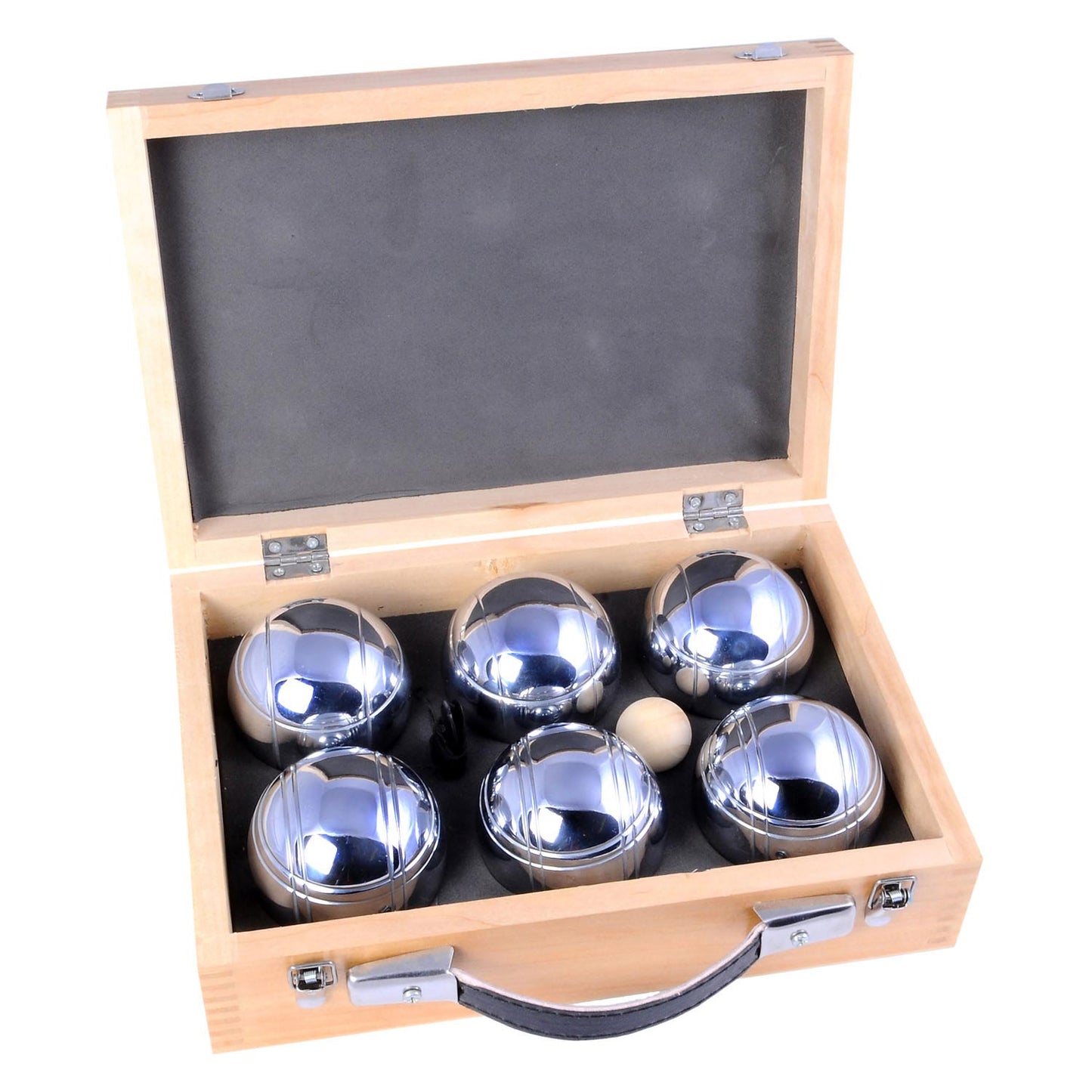 Engelhart metalen jeu de boules - 6 ballen in houten kist - luxe set - pétanque - boules - metalen ballen - geschikt voor elke jeu de boules baan - longfield