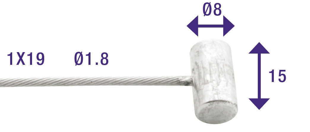 Elvedes Achterrem binnenkabel Honda Camino 2000mm verzinkt T-nippel (op kaart)