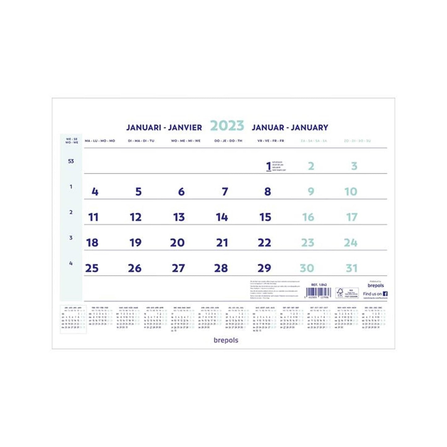 Brepols maandkalender 2026 46x31cm