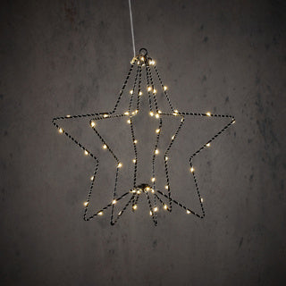 Edelman ster hangend zwart warm wit 60led bo - h32xd30cm | 3 stuks