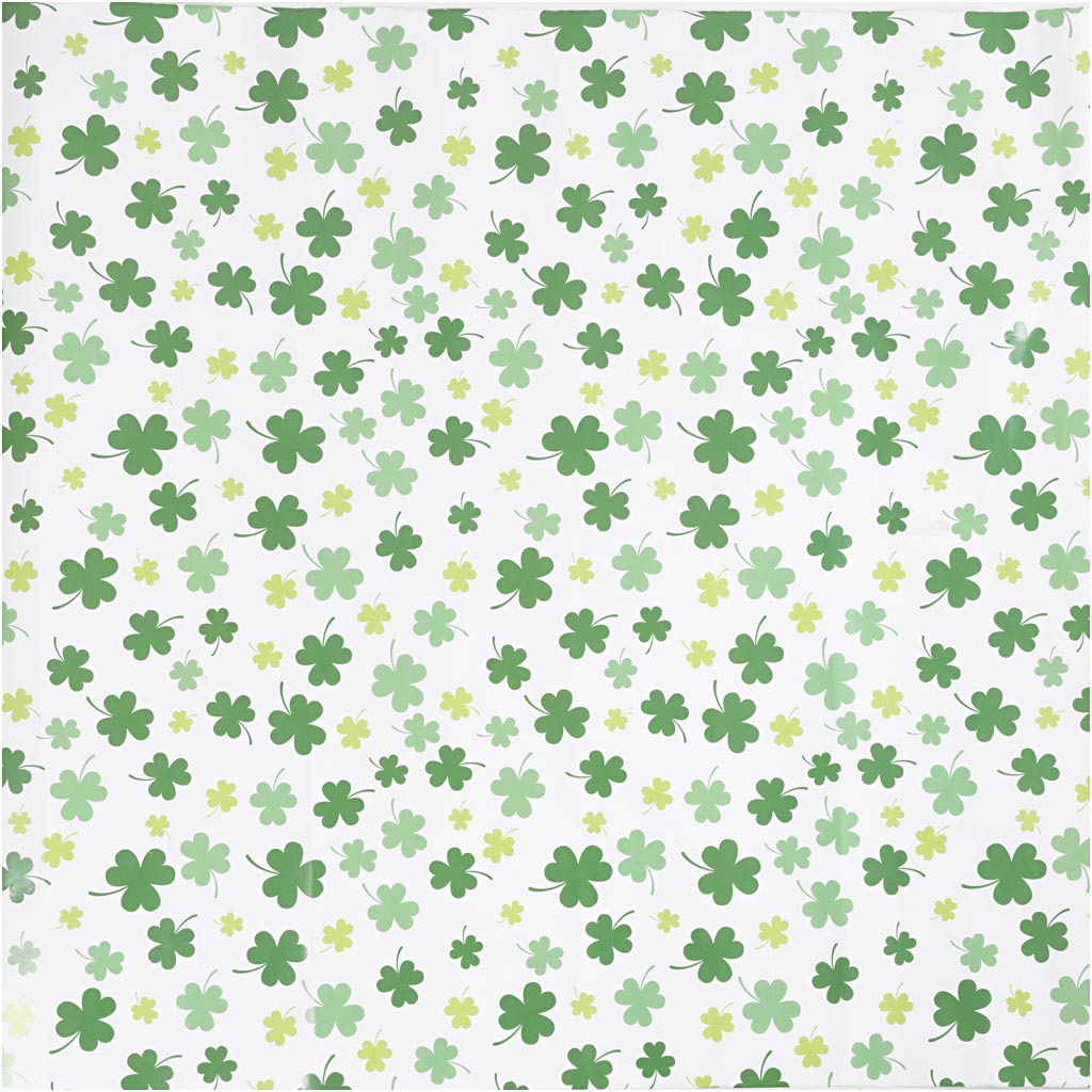 Inpakpapier, groene klaver, b: 50 cm, 80 gr, 100 m 1 rol