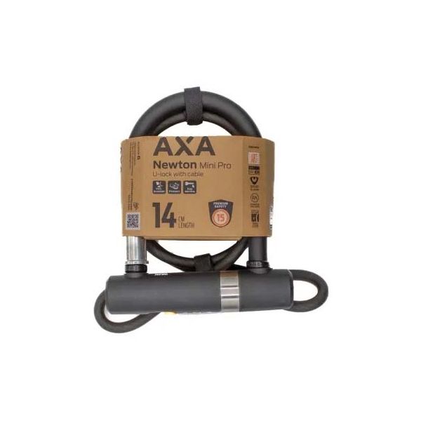 Axa beugelslot newton mini pro + cable 100 10 - zwart