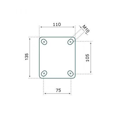 Tarsus zwenk + rem 200 mm. zwart
