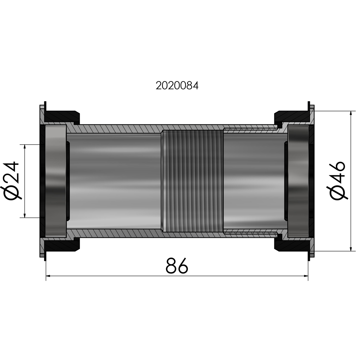 Twist fit trapas Elvedes voor BB386 Shimano 46 x 86 mm