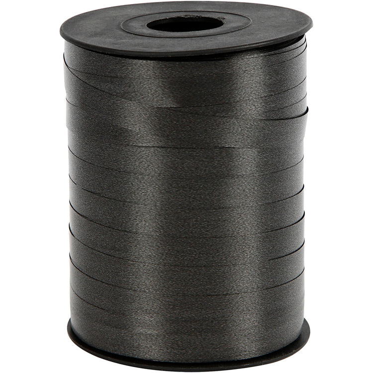 Cadeaulint, b: 10 mm, glossy, zwart, 250 m 1 rol