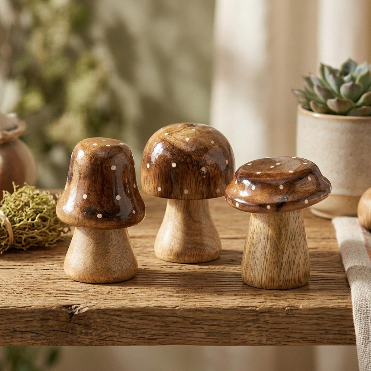 Boltze home paddenstoel hout bruin met glanzende top