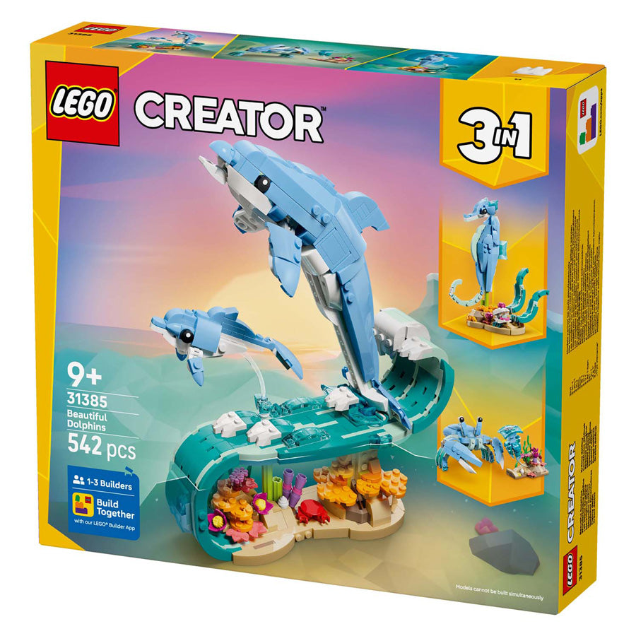 Lego ® creator 3in1 zeedieren: prachtige dolfijnen - bouw om tot een zeepaardje of krab - 31385