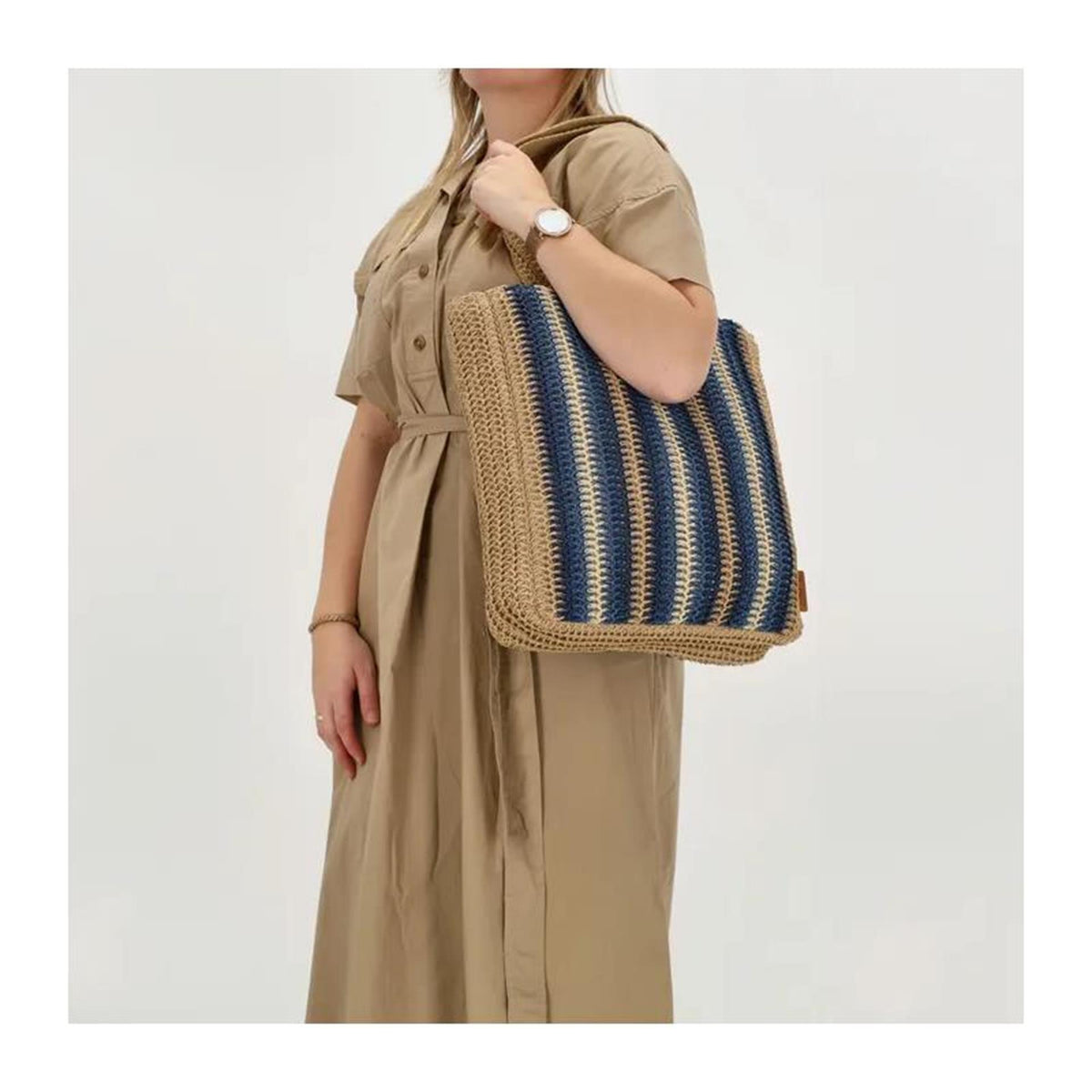 Pe-florence natural life shopperã‚â blauw 33x38x8cm
