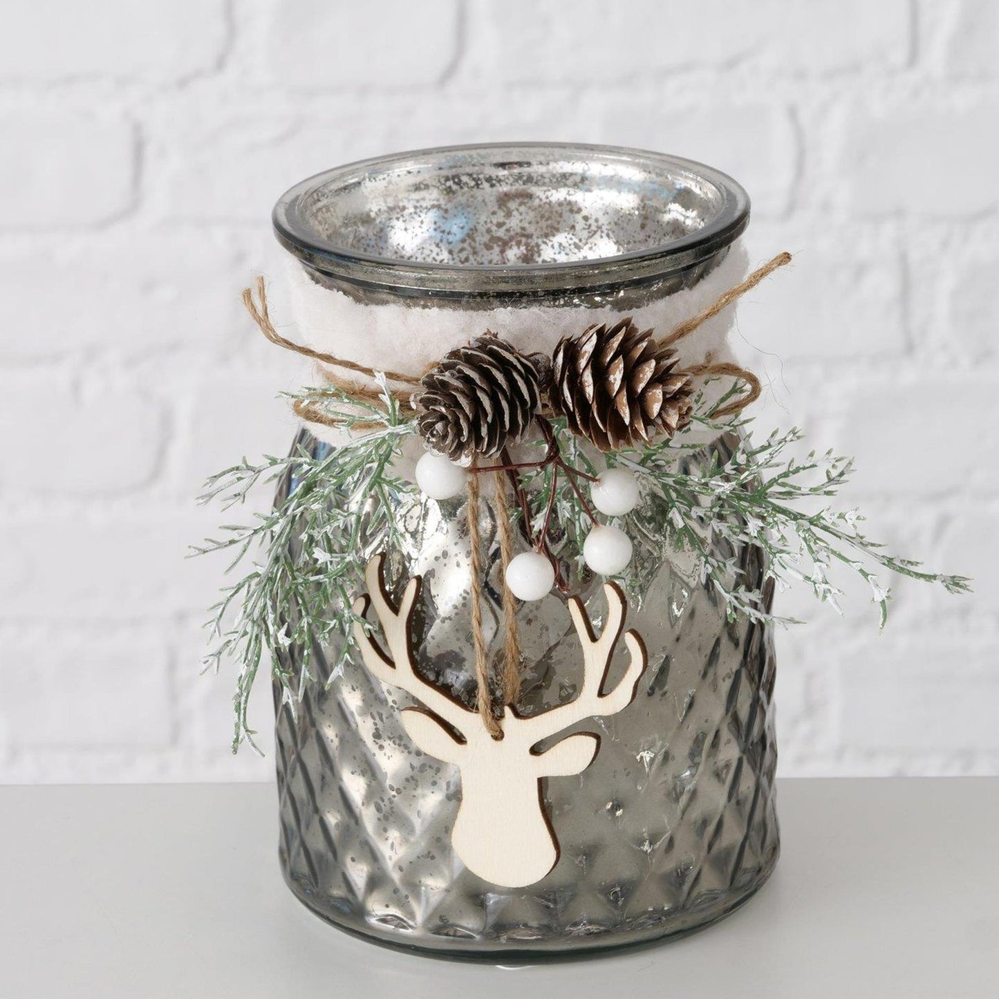 Boltze home theelichthouder wilka h16cm effen glas wit