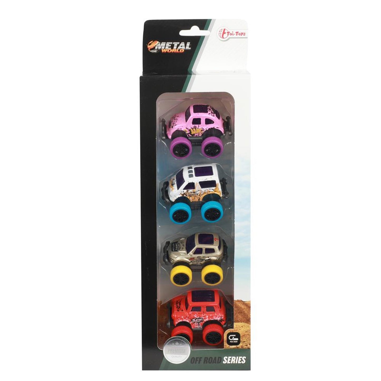 Toi-toys toi toys metal pull-back off road mini auto's set a 4