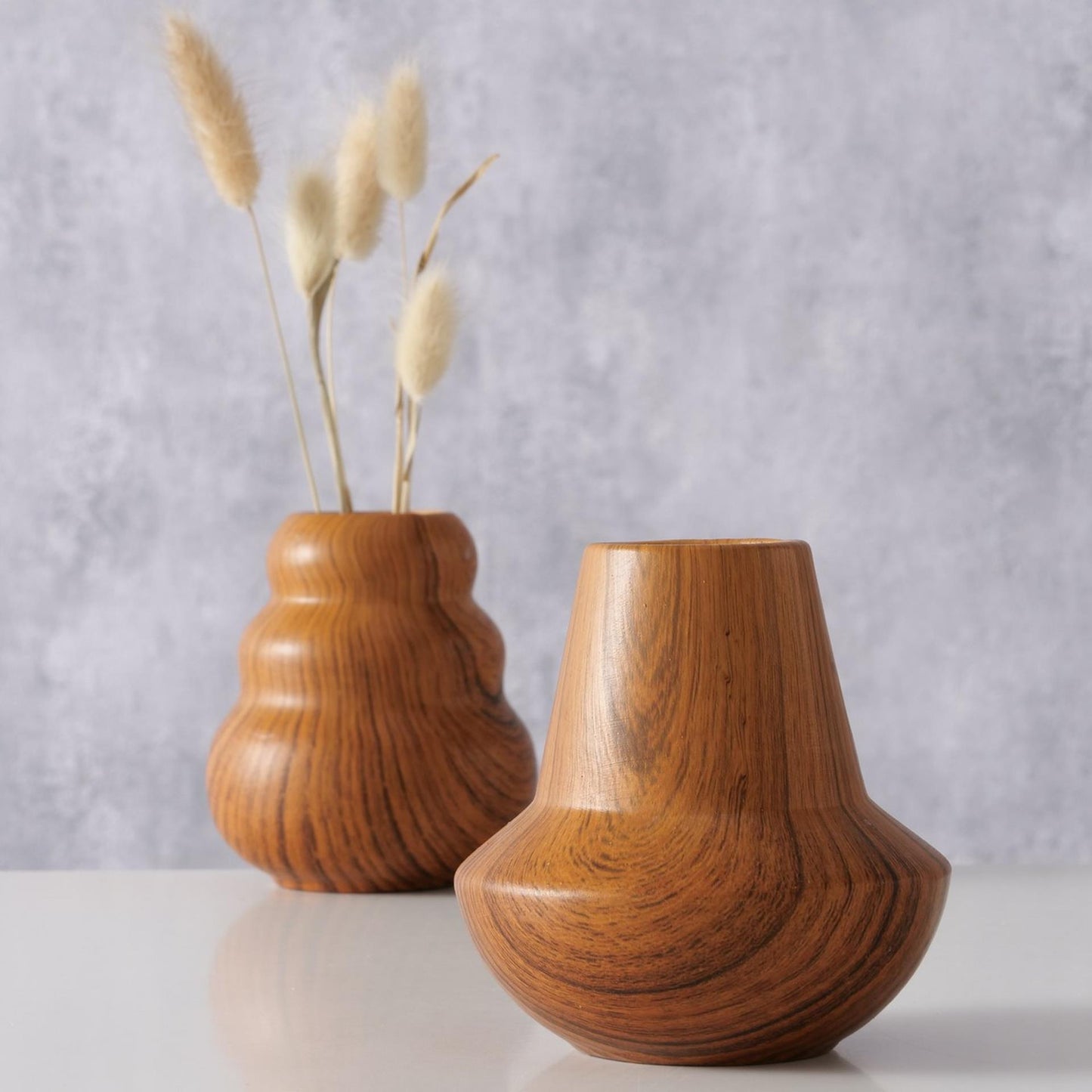 Boltze home vaas wilhelmy h10,5cm dolomiet hout-look bruin