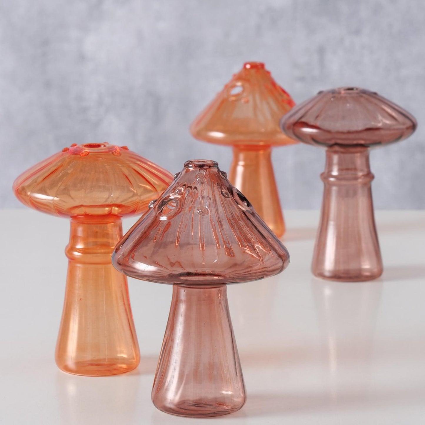 Boltze home vaas paddenstoel vinga glas dia.8x10,5cm bruin oranje