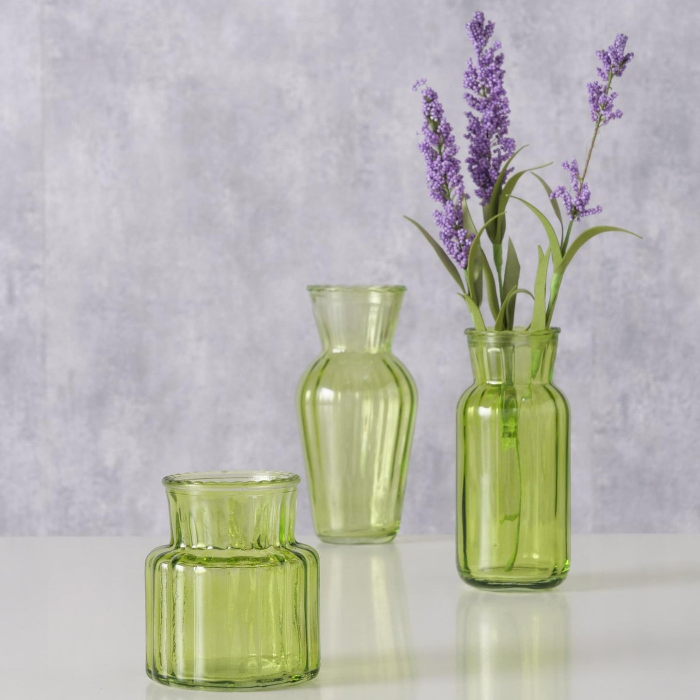 Boltze home vaas tilla, 3-delig h9-15,5cm glas gelakt groen