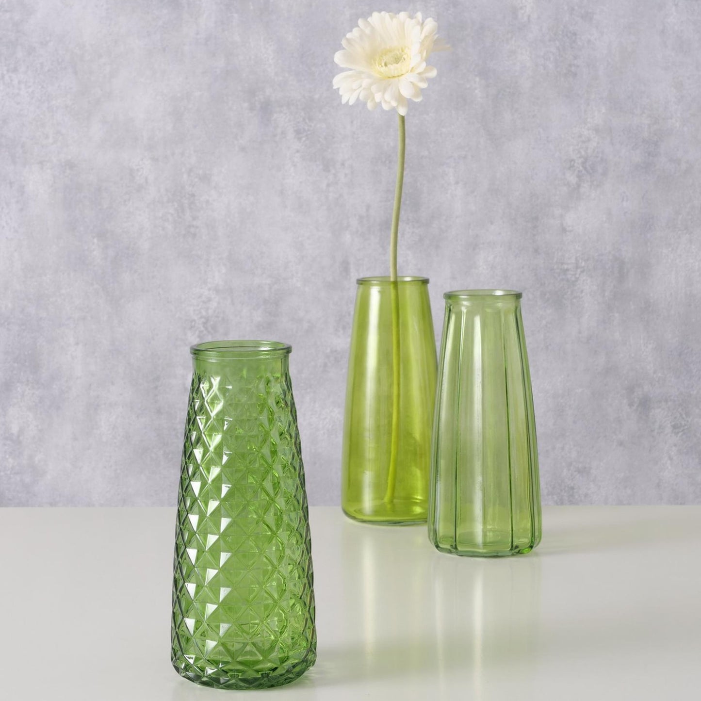 Boltze home vaas oriana dia9,5x22,5cm glas gelakt groen