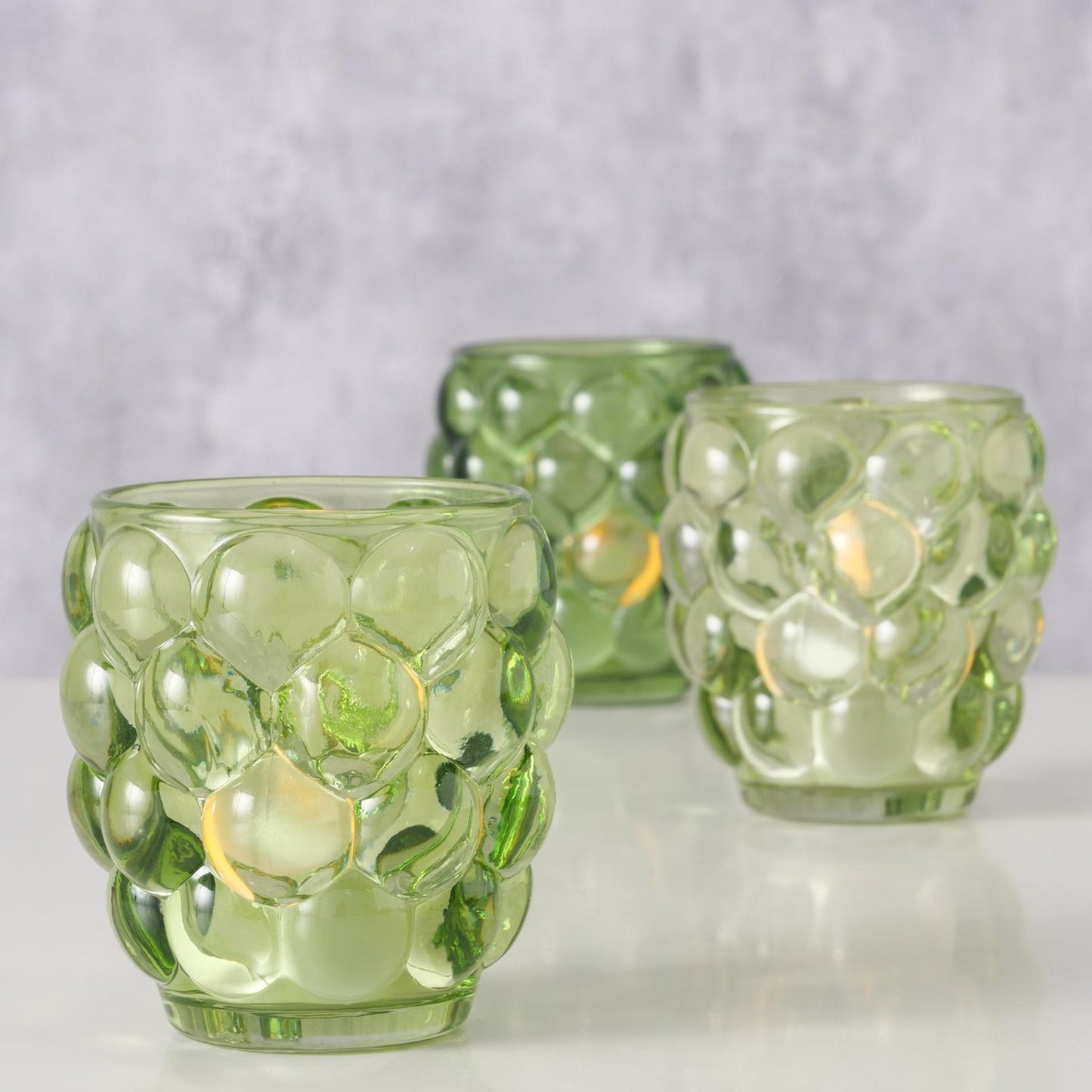 Boltze home windlicht bubbla dia8x9,5cm glas gelakt groen
