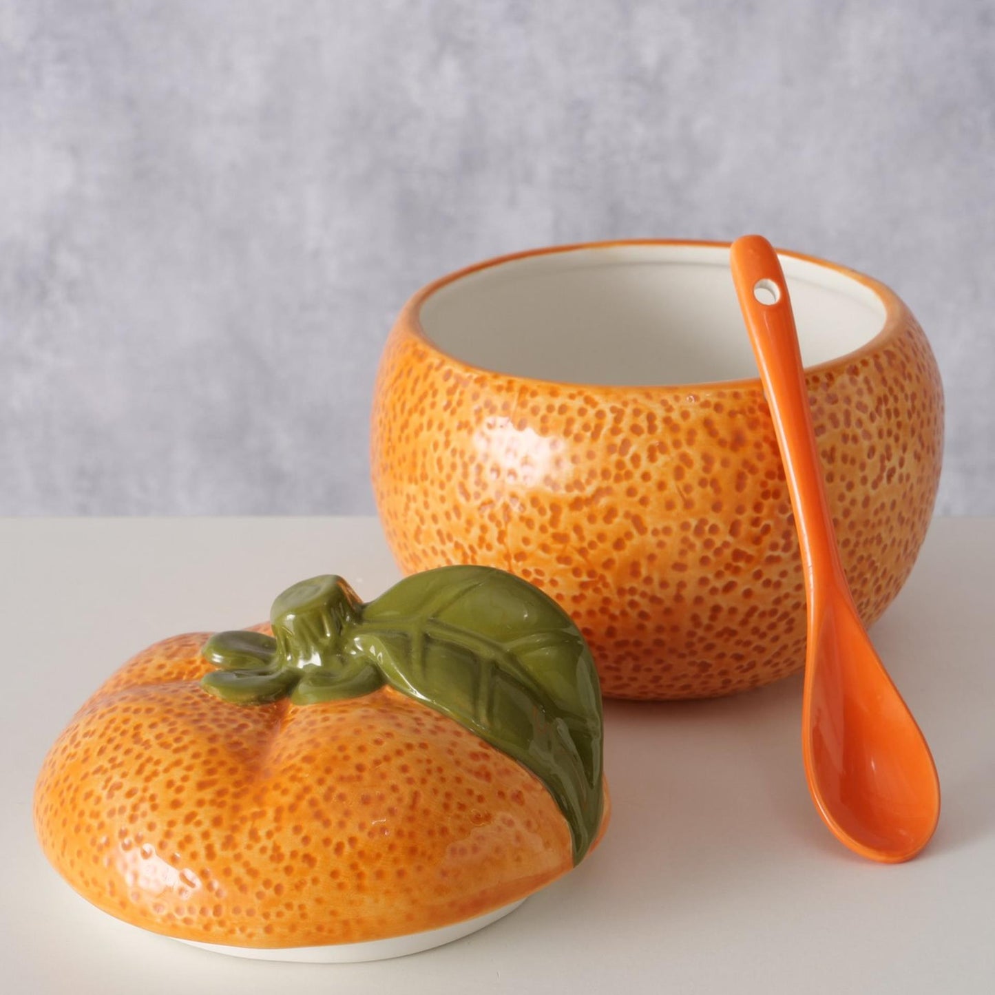 Boltze home jampotje sinaasappel met lepel dia13x12cm 480ml van dolomite